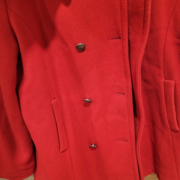 Wool blend red button coat - Picture 5 of 8